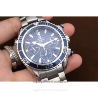 Réplique Omega Seamaster Planet Ocean Chronographe 45MM Acier inoxydable Bleu Dial 