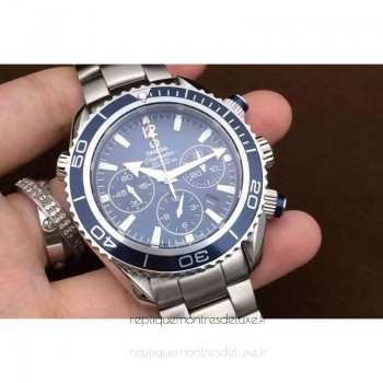 Réplique Omega Seamaster Planet Ocean Chronographe 45MM Acier inoxydable Bleu Dial 