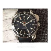 Réplique Omega Seamaster Planet Ocean GMT Good Planet Foundation Acier inoxydable Noir Dial 