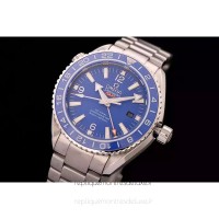 Réplique Omega Seamaster Planet Ocean GMT Acier inoxydable Bleu Dial 