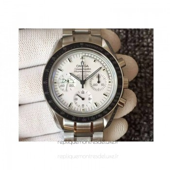 Réplique Omega Speedmaster Moonwatch Anniversaire argent Snoopy Acier inoxydable Blanc Dial 