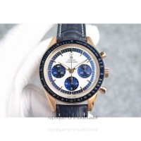 Réplique Omega Speedmaster Moonwatch Edition limitee Or rose Blanc /Bleu Dial 