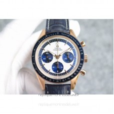 Réplique Omega Speedmaster Moonwatch Edition limitee Or rose Blanc /Bleu Dial 