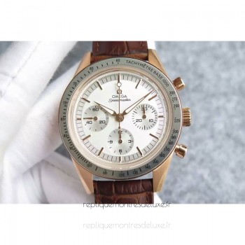 Réplique Omega Speedmaster Moonwatch Edition limitee Or rose Blanc Dial 