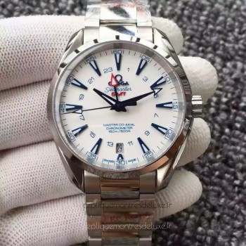 Réplique Omega Seamaster Aqua Terra 150M GMT 231.90.43.22.04.001 43MM Acier inoxydable Blanc Dial 