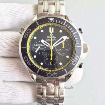 Réplique Omega Seamaster Diver 300M Chronographe 212.30.44.50.01.002 Acier inoxydable Noir /Yellow Dial 