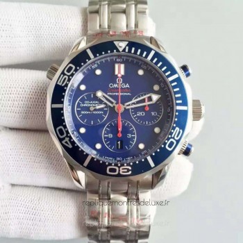 Réplique Omega Seamaster Diver 300M Chronographe 212.30.44.50.03.001 Acier inoxydable Bleu Dial 