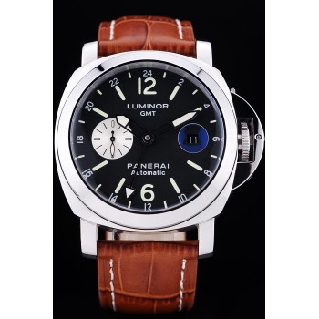 Réplique Montre Panerai Luminor 3 Days Automatic GMT bracelet cuir brun