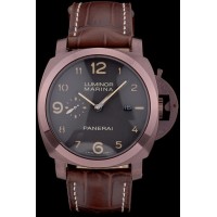 Réplique Montre Bracelet en cuir brun Panerai Luminor cadran noir 1