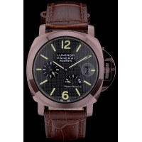 Réplique Montre Bracelet en cuir brun Panerai Luminor cadran noir 5