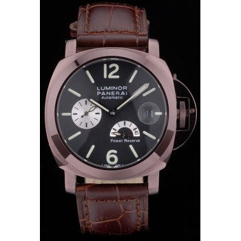 Réplique Montre Bracelet en cuir brun Panerai Luminor cadran noir 3