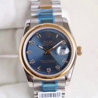 Réplique montre Datejust 36 116203 en acier inoxydable et cadran bleu en or jaune de 36MM