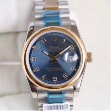 Réplique montre Datejust 36 116203 en acier inoxydable et cadran bleu en or jaune de 36MM