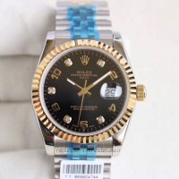 Réplique montre Datejust 36 116233 en acier inoxydable et cadran noir en or jaune de 36MM