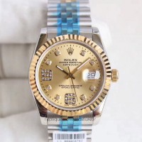 Réplique montre Datejust 36 116233 Cadran Champagne et diamants en acier inoxydable et or jaune 36MM