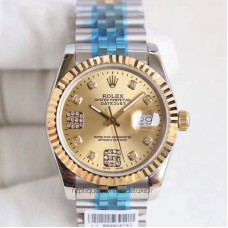 Réplique montre Datejust 36 116233 Cadran Champagne et diamants en acier inoxydable et or jaune 36MM