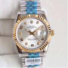 Réplique montre Datejust 36 116233 cadran en acier inoxydable et or jaune avec cadran rhodié de 36 mm