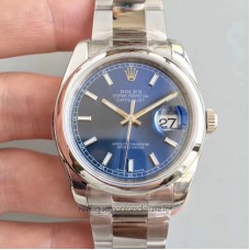 Réplique montre Datejust 36MM 116200 cadran bleu en acier inoxydable