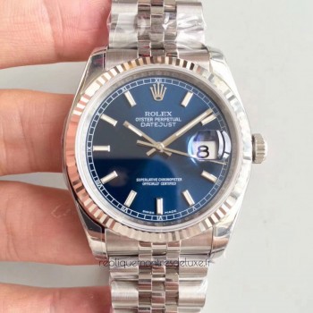 Réplique montre Datejust 36MM 116234 cadran bleu en acier inoxydable