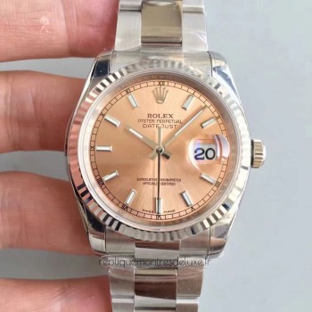 Réplique montre Datejust 36MM 116234 en acier inoxydable cadran en or rose