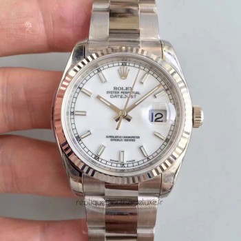 Réplique montre Datejust 36MM 116234 cadran blanc en acier inoxydable