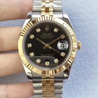 Réplique montre Datejust 41 126333 Acier inoxydable et cadran noir, or jaune, 41MM