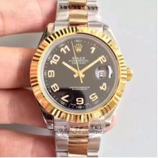 Réplique montre Datejust 41 126333 41MM en acier inoxydable et or jaune cadran noir et arabe