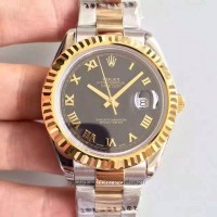 Réplique montre Datejust 41 126333 41MM en acier inoxydable et or jaune cadran noir et romain