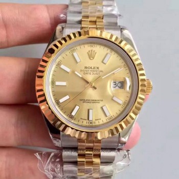 Réplique montre Datejust 41 126333 Cadran Champagne en acier inoxydable et or jaune 41MM