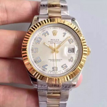 Réplique montre Datejust 41 126333 41MM cadran en acier inoxydable et or jaune rhodium et arabe