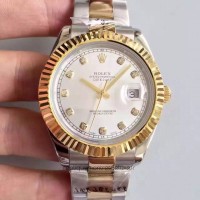 Réplique montre Datejust 41 126333 Cadran en acier inoxydable et or jaune avec cadran blanc et diamants de 41MM