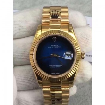 Réplique montre Datejust 41 Lapis Lazuli HK Or Jaune Cadran Bleu