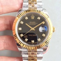 Réplique montre Datejust II 116333 41MM en acier inoxydable et cadran noir en or jaune