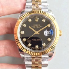 Réplique montre Datejust II 116333 41MM en acier inoxydable et cadran noir en or jaune