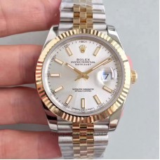 Réplique montre Datejust II 116333 cadran en acier inoxydable et or jaune avec cadran rhodié, 41 mm