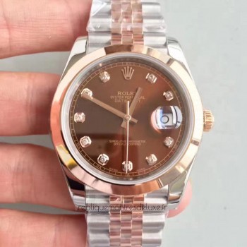 Réplique montre Datejust II 116333 - Cadran en chocolat avec boîtier en acier inoxydable et or rose 18 carats