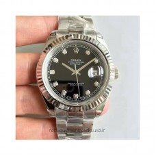 Réplique montre Datejust II 116334 Cadran en acier inoxydable avec cadran noir et diamants, 41 mm