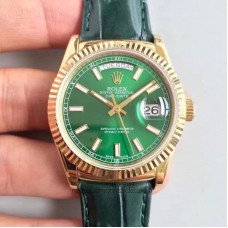 Réplique montre Day-Date 118138 cadran vert en or jaune de 36MM