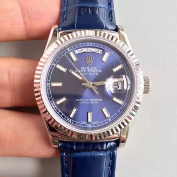 Réplique montre Day-Date 118139 cadran bleu en acier inoxydable de 36MM