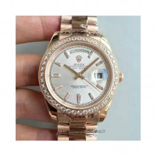 Réplique montre Day-Date 40 228235 Cadran Sundust en or rose et diamants de 40 mm