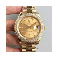 Réplique montre Day-Date 40 - Cadran Champagne - Or jaune et diamants - 228348RBR 40MM