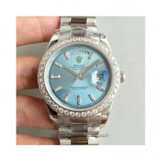 Réplique montre Day-Date 40 228396TBR 40MM Acier inoxydable et diamants Cadran bleu