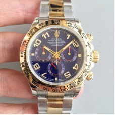 Réplique montre Daytona Cosmograph 116503 3A cadran bleu en acier inoxydable 18K or jaune 18 carats