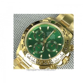 Réplique montre Daytona Cosmograph 116528 cadran vert en or jaune