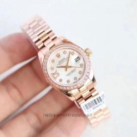 Date Réplique montre Lady 28 279135RBR 28MM cadran en nacre et or rose