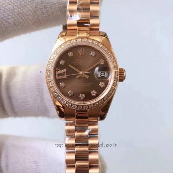 Réplique montre Lady Datejust 28 279135RBR 28MM Cadran Chocolat Or Rose