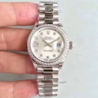 Réplique montre Lady Datejust 28 279136RBR 28MM Acier inoxydable et diamants Cadran argenté Suisse 2236