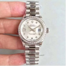 Réplique montre Lady Datejust 28 279136RBR 28MM Acier inoxydable et diamants Cadran argenté Suisse 2236