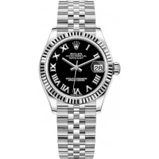 Réplique Rolex Datejust 31 Rolesor Blanc Cadran noir Brillant m278274-0002