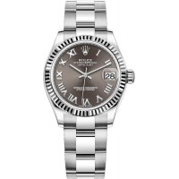 Réplique Rolex Datejust 31 Rolesor Blanc Bracelet Oyster Cadran Gris Foncé m278274-0021